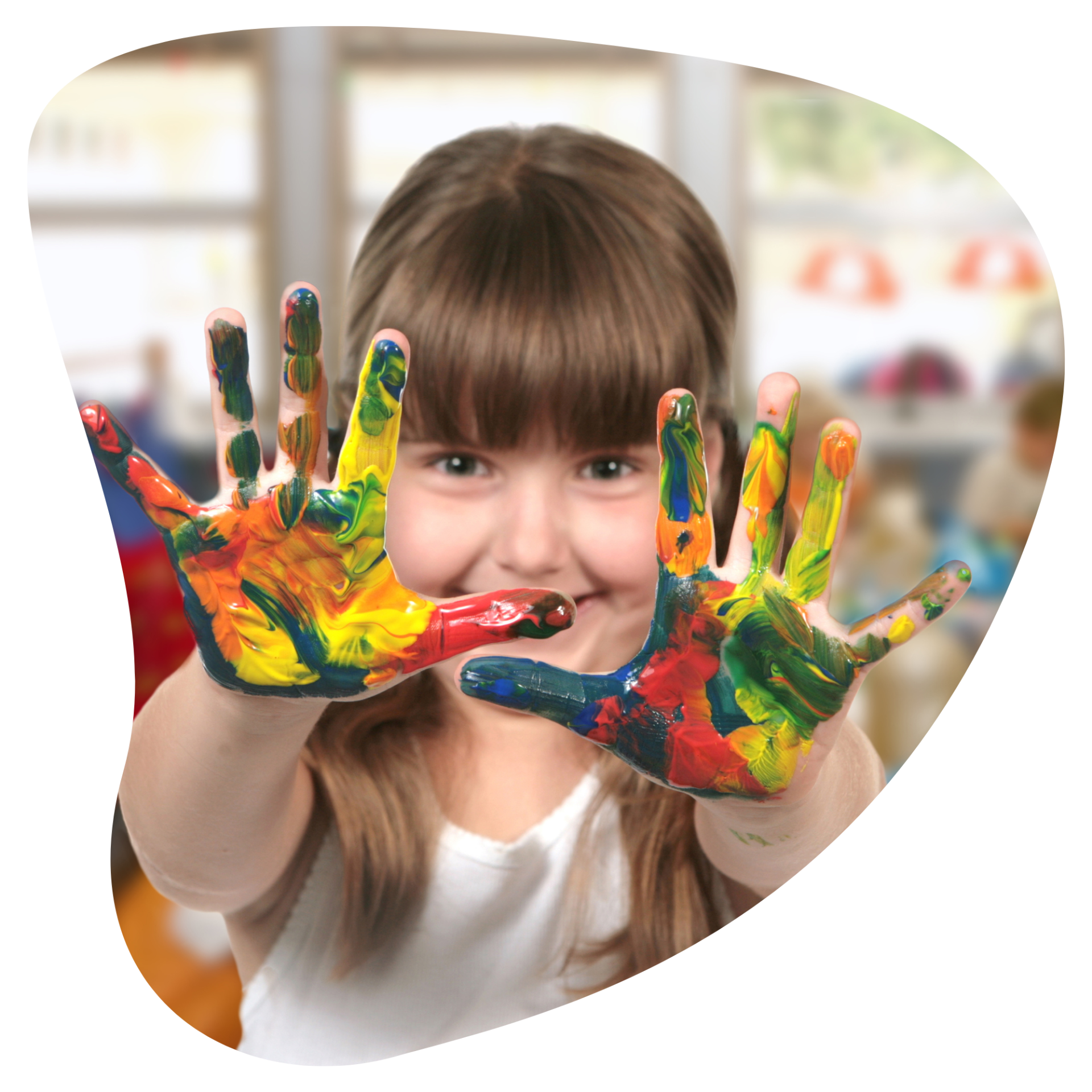 girl with paint on hands