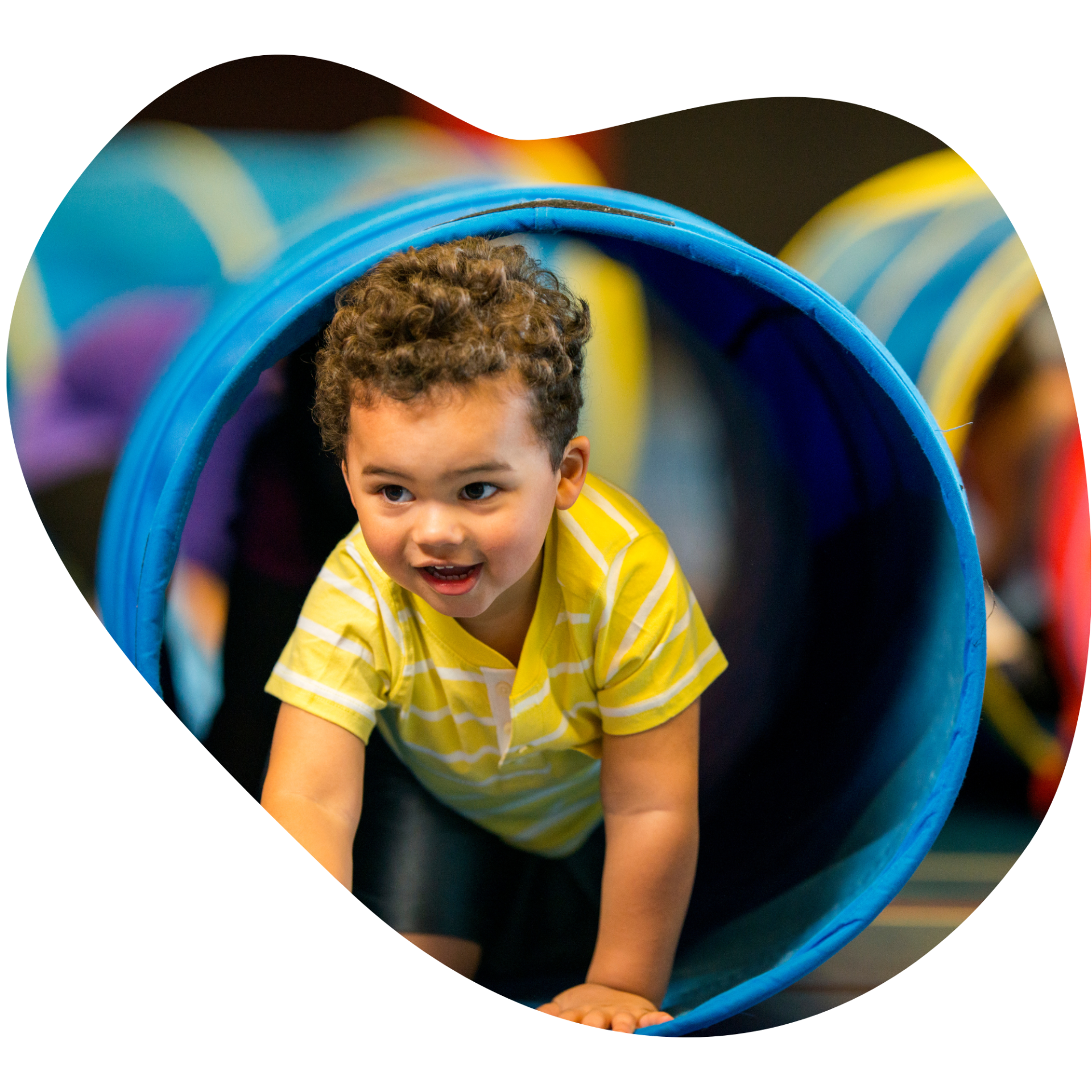 little boy in tunnel